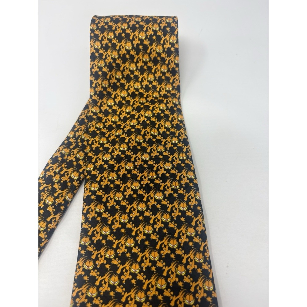 Vintage Garfield PAWS Addiction Novelty Tie Cartoon Cat Orange Black Neck Tie